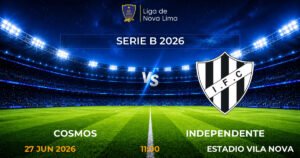 Cosmos x Independente • 27/06/2026 • 11:00 • Estadio Vila Nova